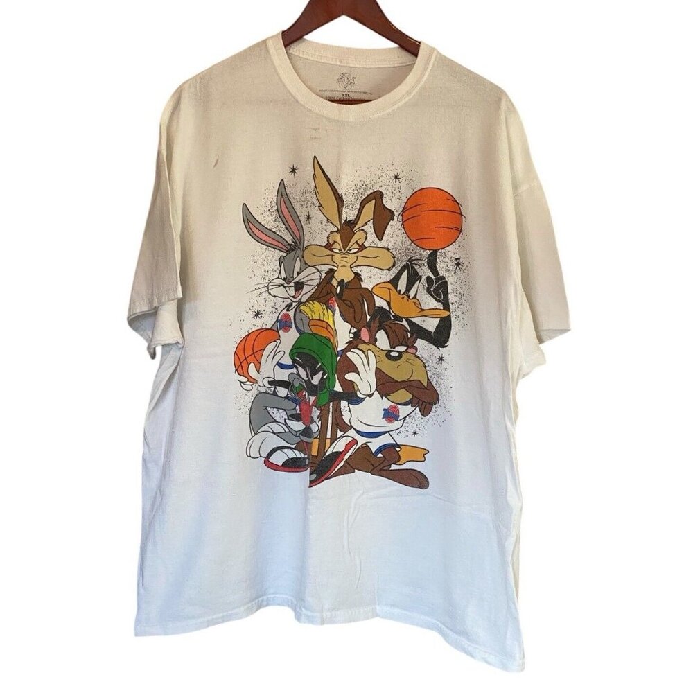 Space Jam Disney Men's White T-Shirt Size XXL 2XL Buggs, Daffy, Toon Squad Tee